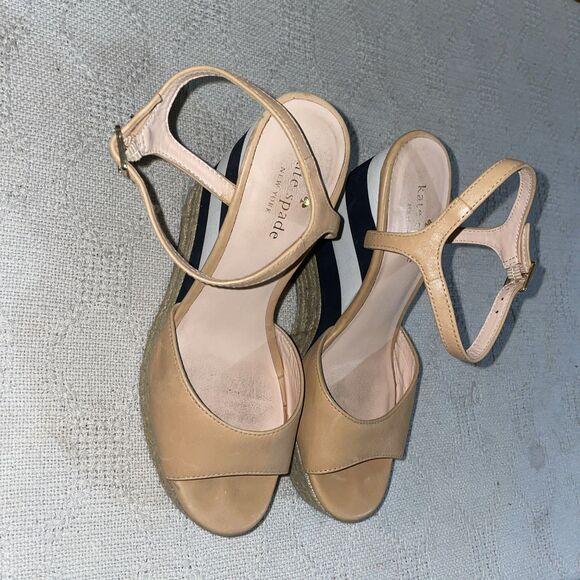 Kate Spade Women’s Slingback Espadrilles Size 6 M Tan Leather Going Out Party - Picture 4 of 12